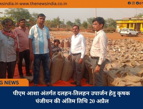 पीएम आशा अंतर्गत दलहन-तिलहन उपार्जन हेतु कृषक पंजीयन की अंतिम तिथि 20 अप्रैल