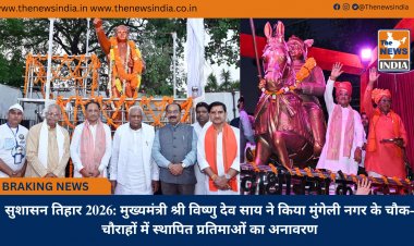 सुशासन तिहार 2026: मुख्यमंत्री श्री विष्णु देव साय ने किया मुंगेली नगर के चौक-चौराहों में स्थापित प्रतिमाओं का अनावरण